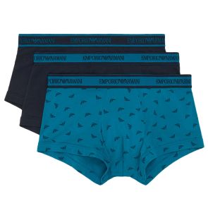 Emporio Armani Mens Knit Trunk 3-Packs 111357 Blue