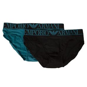 Emporio Armani Knit Brief 2-Pack 111733 Topazi and Nero