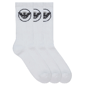 Emporio Armani Mens Knit Socks 3-Pack 303133 Bianco