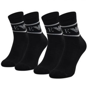 Emporio Armani Men's High Socks 2-Pack 303222 2R300 Black
