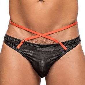 Male Power Camo Sport Net Strap Thong 412-243 Black