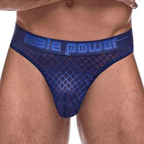 Male Power Diamond Mesh Bong Thong 442-264 Navy