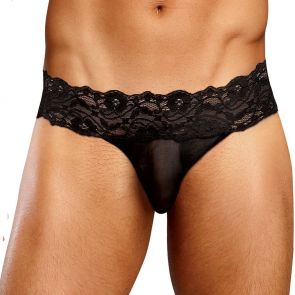 Male Power Micro Thong Pinch Back Scandal-Lace 465-178 Black