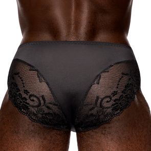 Male Power Sassy Lace Bikini Solid Pouch 492-280 Black