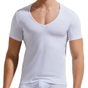 Gauvine Essential Tops Half Sleeve V-Neck T-Shirt 5001 White