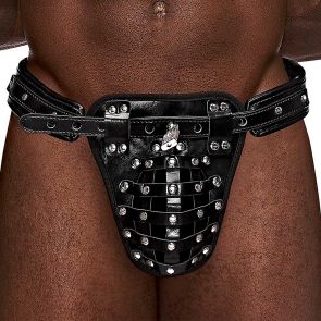 Male Power Leather Taurs Thong 542-266 Black