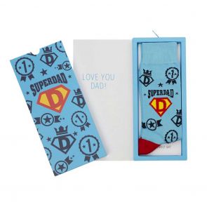Bamboozld Mens Superdad Sock Card Sky