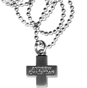 Andrew Christian Mini Cross Necklace 8061 Silver