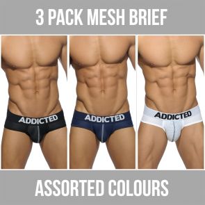 Addicted 3 Pack Mesh Brief Push Up AD475P Assorted