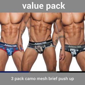 Addicted Mesh Push Up Brief 3 Pack AD697P Camo