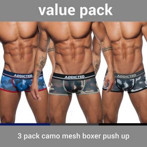 Addicted Mesh Push Up Boxer 3 Pack AD698P Camo