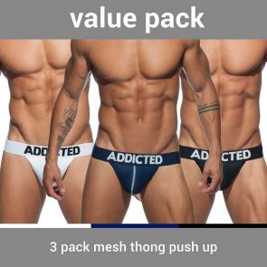 Addicted Mesh Push Up Thong 3 Pack AD732P Multi
