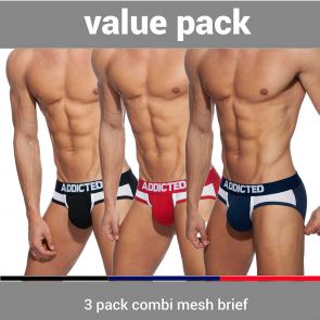 Addicted Combi Mesh 3 Pack Brief AD845P Black/Navy/Red