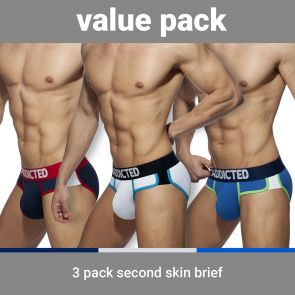 Addicted Second Skin 3-Pack Brief AD897P Navy/White/Royal Blue