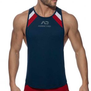 Addicted Contrast Tank Top AD936 Navy