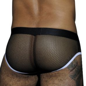 Addicted Fetish Mesh Brief ADF02 White Trim On Black
