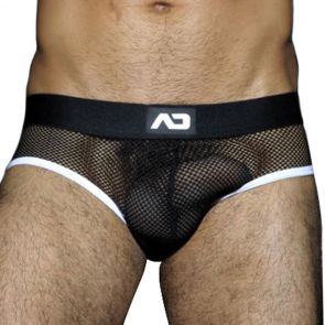 Addicted Fetish Mesh Brief ADF02 White Trim On Black