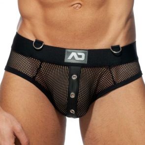 Addicted Fetish Mesh Mixed Bottomless Brief ADF77 Black