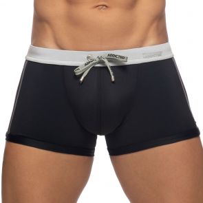 Addicted Black Striped Swim Trunk ADS282 Silver