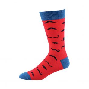 Bamboozld Mens Ditsy Moustache Sock BBS14MOU Scarlet