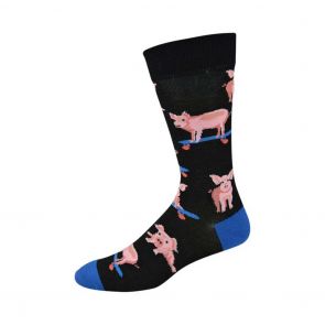 Bamboozld Mens Skater Pig Sock BBS19SKATERPIG Black