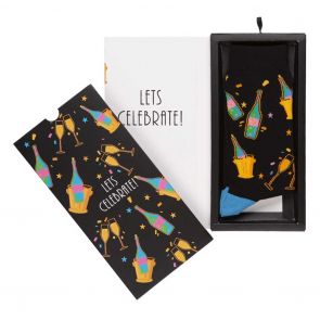 Bamboozld Mens Let’s Celebrate Sock Card Black