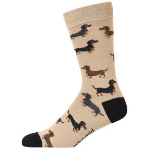 Bamboozld Mens Dash Pups Bamboo Socks BBS24DASHPUPSR Stone