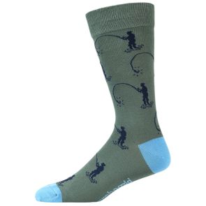 Bamboozld Mens Gone Fishin Bamboo Sock BBS24GONEFISHINR Khaki