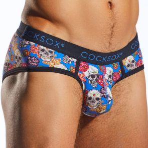 Cocksox Day Of The Dead Sports Brief CX76DD Calavera Blue