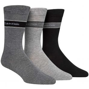 Calvin Klein Mens Bamboo Blend Logo Socks 3-Pack ECK177 Charcoal/Grey/Black