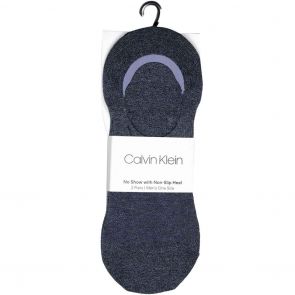 Calvin Klein Mens No Show Socks 2-Pack ECL172 Blue Denim