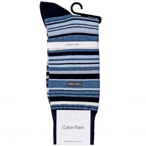 Calvin Klein Kevin Multi Colours Stripe Crew Socks ECP232 Navy/Pale Denim