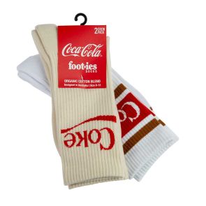 Foot-ies Coke Ribbon Sneaker 2 Pack Socks FCOK591 Cream/White