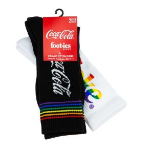 Foot-ies Coke Pride Stripe Sneaker 2 Pack Socks FCOK592 Black/White