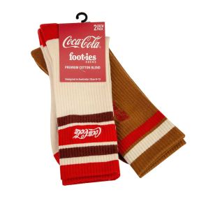 Foot-ies Coke Vintage Stripe Sneaker 2-Pack Socks FCOK596 Cream/Rust