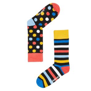 Foot-ies Dots and Stripes 2 Pack Socks FDOT236 Black