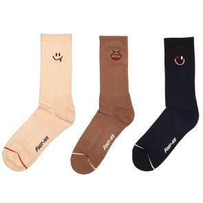 Foot-ies Big Weekend Sneaker 3-Pack Sock FBIG499 Cream/Brown/Black