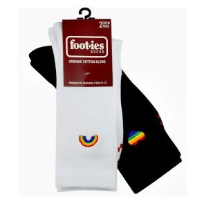 Foot-ies Pride 2 Pack Socks FPRI662 White/Black