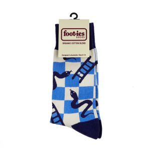 Foot-ies Snakes and Ladders Sneaker Socks FSNA608 Blue