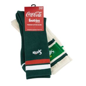 Foot-ies Sprite Cans Sneaker 2 Pack Socks FSPR599 Dark Green/Cream