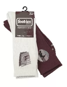 Foot-ies Surf N Skate Sneaker 2-Pack Socks FSUR665 Cream/Maroon