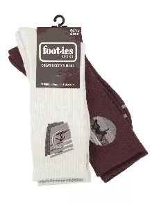 Foot-ies Surf N Skate Sneaker 2 Pack Socks FSUR665 Cream/Maroon