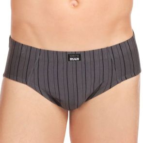 Bendon Man Cotton Stretch Brief Charcoal/Black M1-565