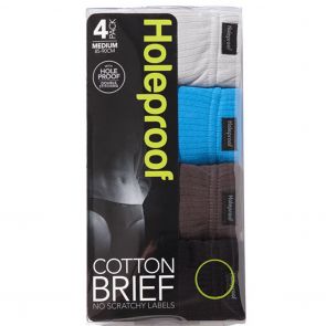 Holeproof Cotton Interlock Brief 4-Pack M16744 Blk/Brn/Blu/Gry