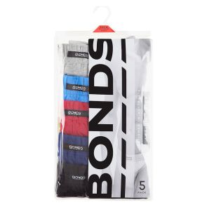 Bonds Mens Action Brief 5 pack M8OS5I Multi Grey Marle/Navy/Red/Black/Light Blue