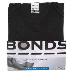 Bonds V-Neck Raglan T-Shirt M976 Black