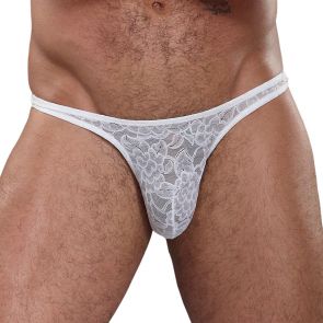 Male Power Stretch Lace Bong Thong 442-162 White
