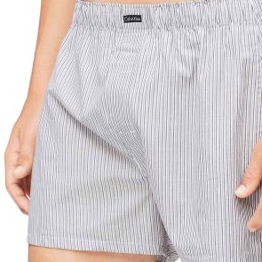 Calvin Klein Cotton Classics 3-Pack Woven Boxers NB4006 Black/Black Plaid/Black Stripe