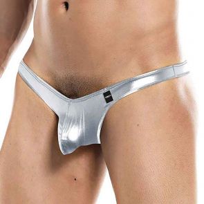 C4M Provocative Pouch Enhancing Thong C4MPE02 Silver Skai