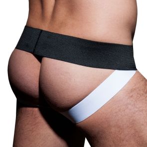 Addicted Fetish Ribbed Jockstrap ADF84 Black with White Details